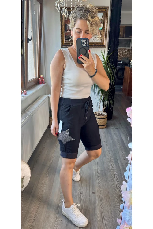 Matta İtalyan Yıldızlı Şort Siyah