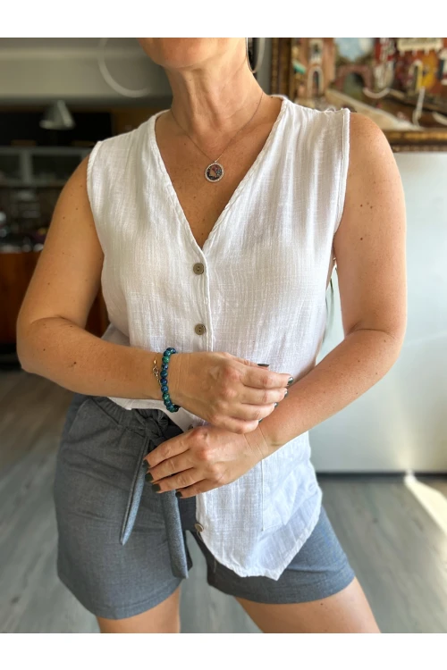 Ugo Tasarım Bluz Yelek Beyaz