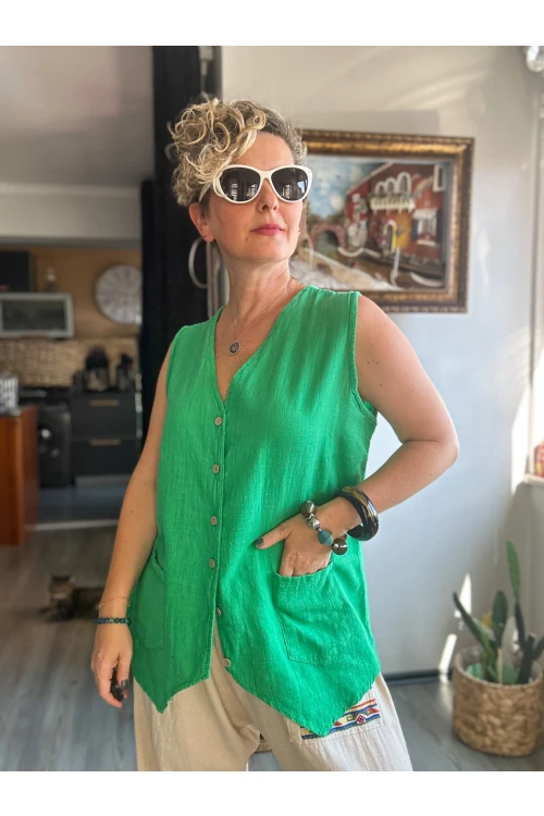 Ugo Tasarım Bluz Yelek Yeşil