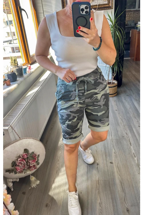 Vito İtalyan Kamuflaj Haki Yeşil Şort