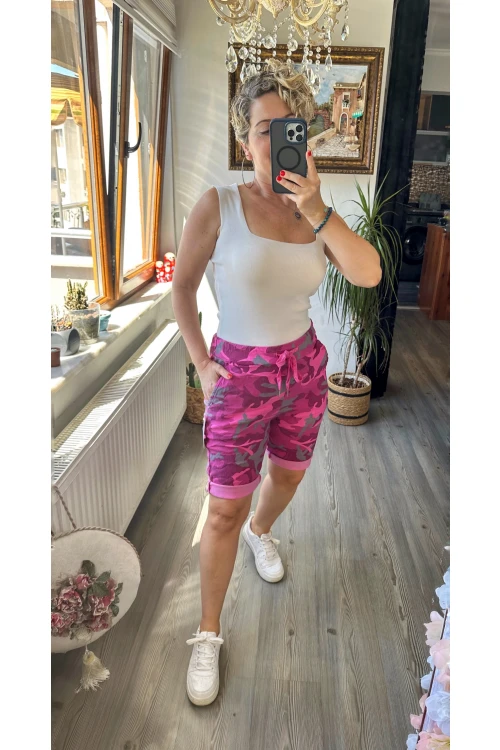 Vito İtalyan Kamuflaj Pembe Şort