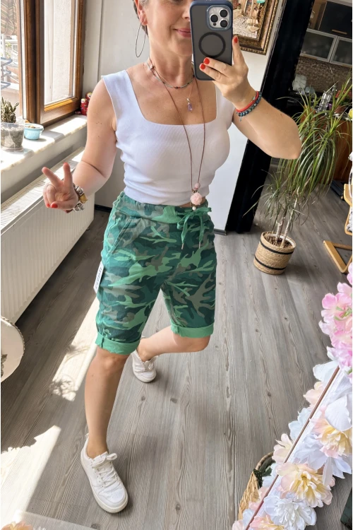 Vito İtalyan Kamuflaj Yeşil Şort