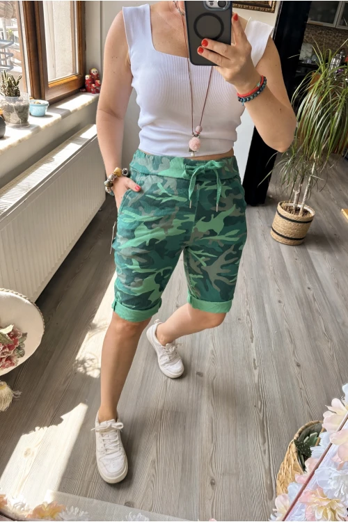 Vito İtalyan Kamuflaj Yeşil Şort