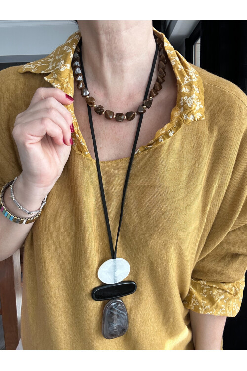 Femme İtalyan Gömlekli Bluz Triko Takım Safran