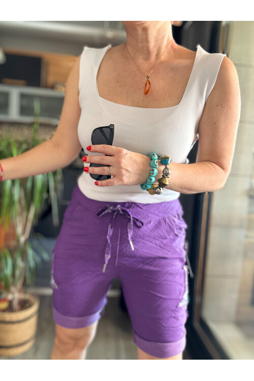 Matta İtalyan Yıldızlı Şort Mor