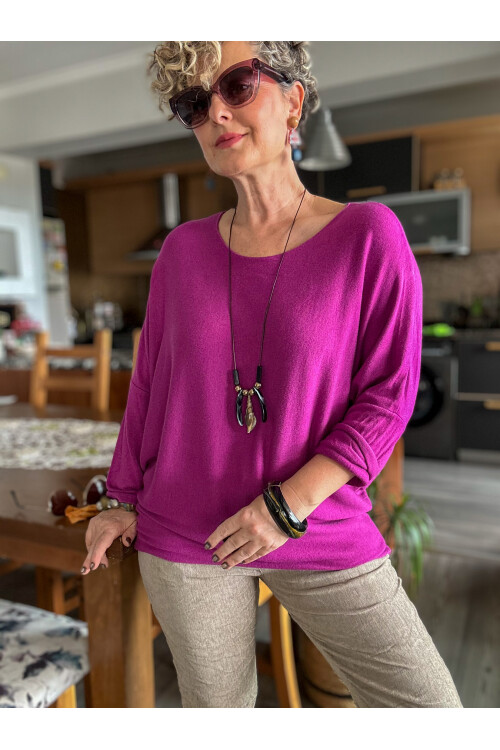 Mezzo İtalyan Kolyeli Tasarım Triko Bluz Violetta