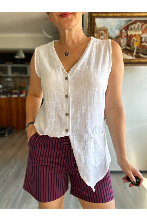 Nepa Tasarım Bluz Yelek Beyaz