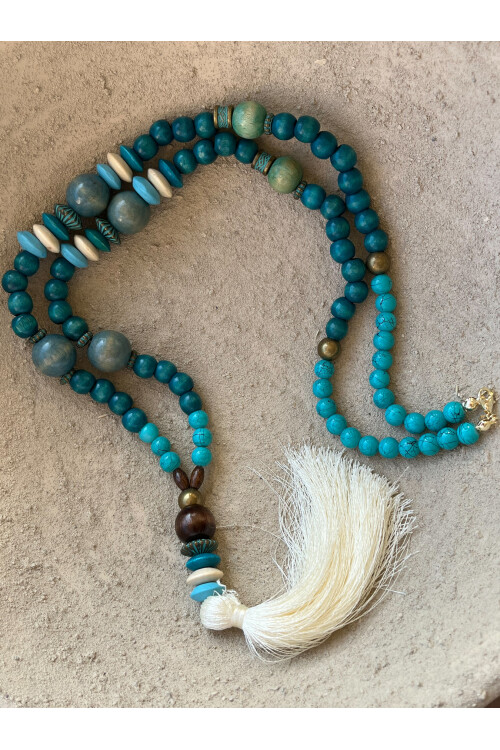 Turkuaz Ziko Tahta Tasarım Kolye