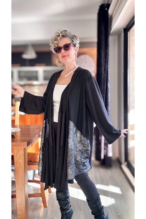 Belissa Tasarım Kapşon Detay Asimetrik Hırka