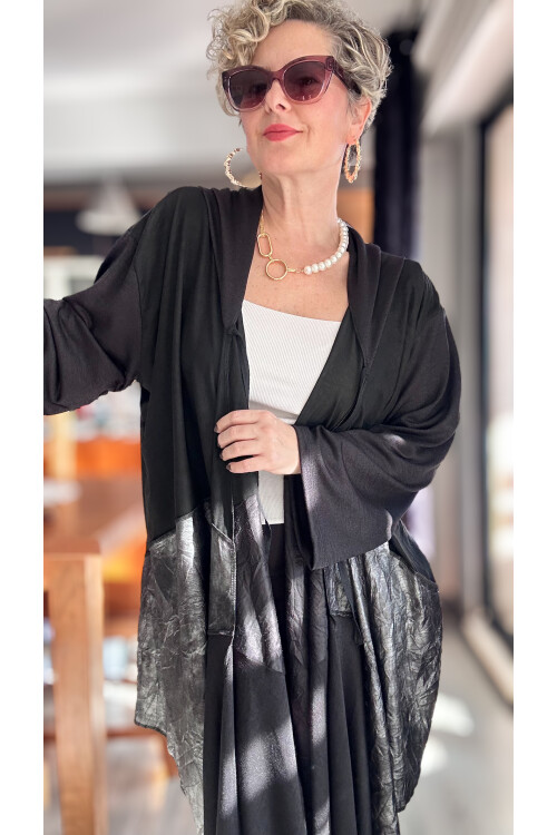 Belissa Tasarım Kapşon Detay Asimetrik Hırka