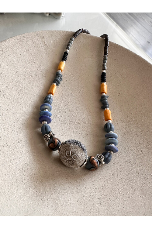 Clips Doğal Taş Etnik Kolye