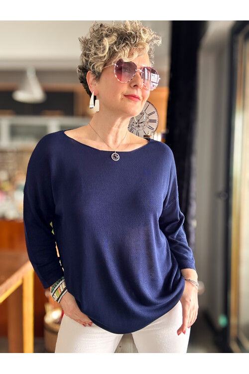 Cuppa Yuvarlak Yaka Mevsimlik Lacivert Basic Triko
