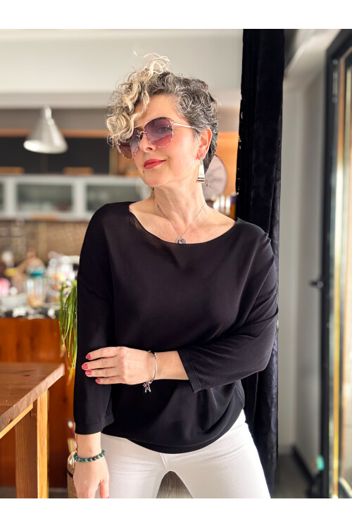 Cuppa Yuvarlak Yaka Mevsimlik Basic Siyah