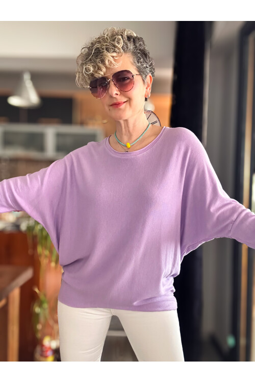 Eddi Soft İtalyan Tasarım Triko Bluz Lila