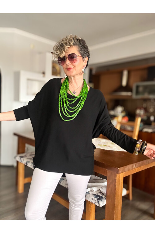 Eddi Soft İtalyan Tasarım Triko Bluz Siyah