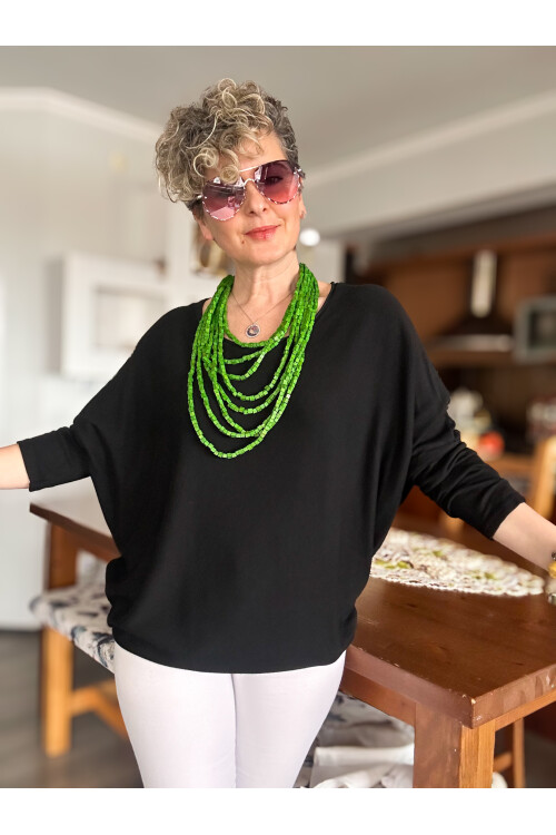 Eddi Soft İtalyan Tasarım Triko Bluz Siyah