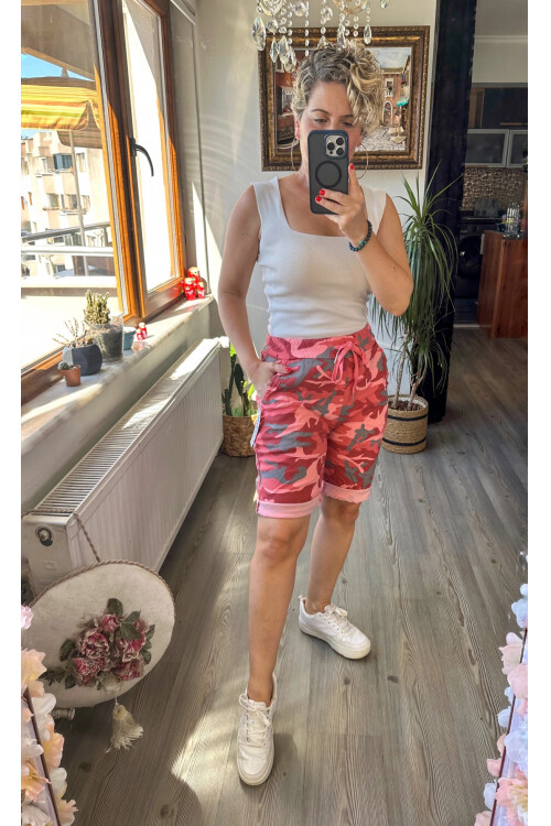 Fammy İtalyan Kamuflaj Şort Somon