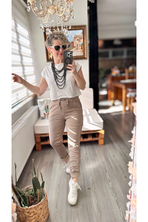 Felisa  İtalyan Sihirli Zımba Detay Pantalon Fango