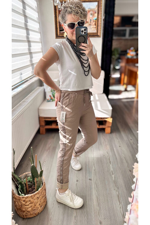 Felisa  İtalyan Sihirli Zımba Detay Pantalon Fango