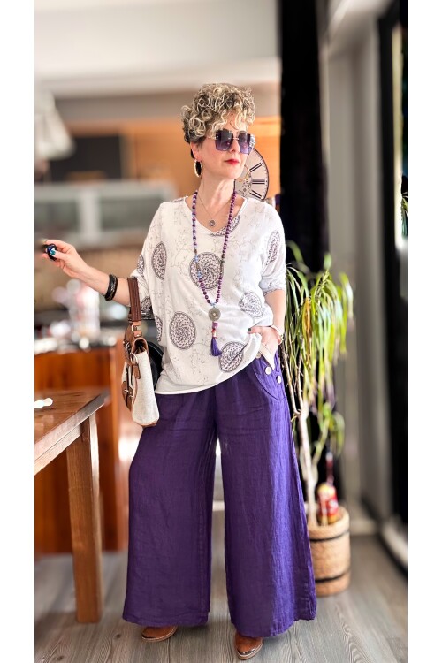 Henry İtalyan Cep Düğme Detay Pantolon Amatist Mor