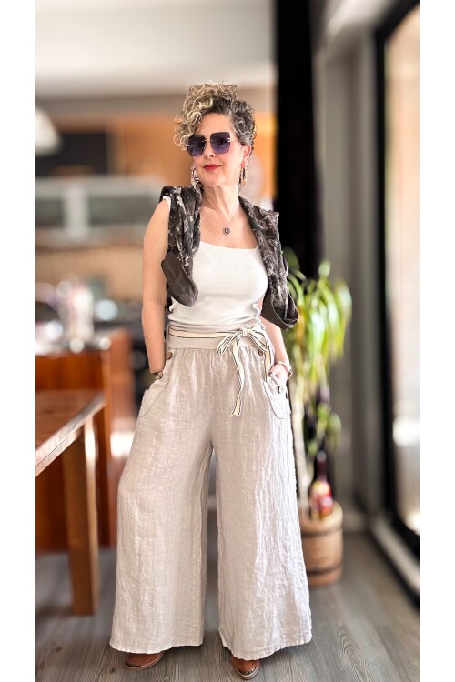 Henry İtalyan Cep Düğme Detay Pantolon Beige