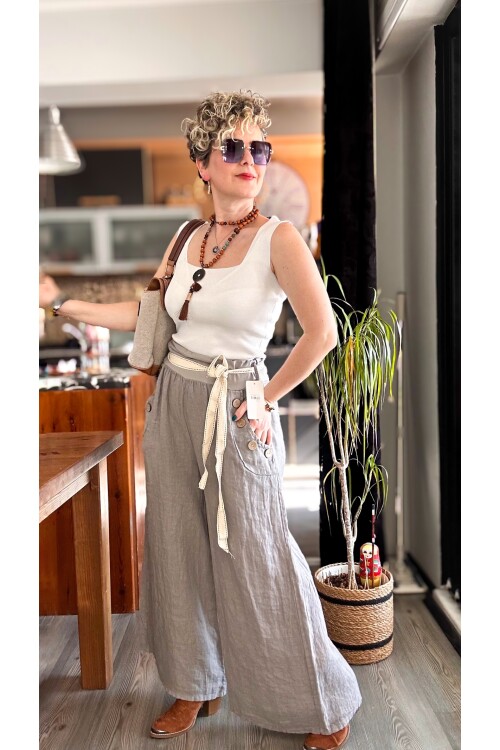 Henry İtalyan Cep Düğme Detay Pantolon Fango