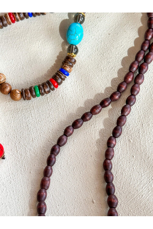 Jadau Doğal Taş Etnik Bambu Kolye