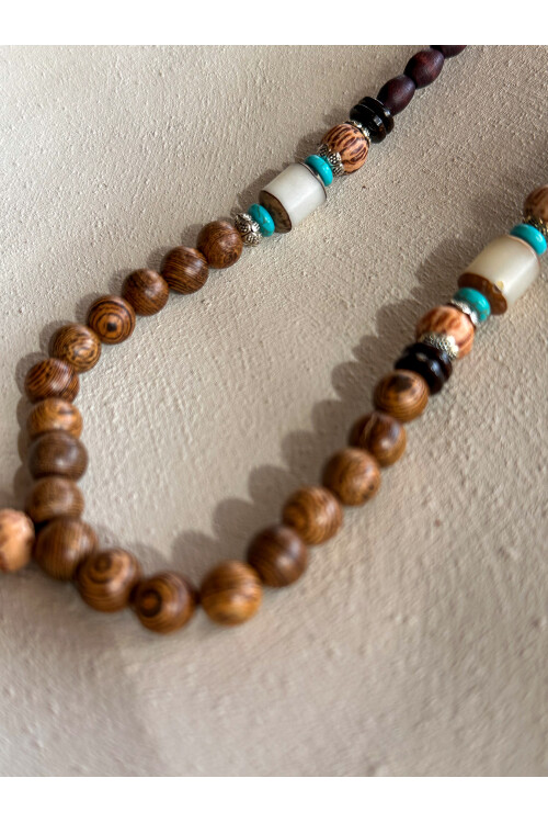 Laksmi Doğal Taş Etnik Bambu Kolye