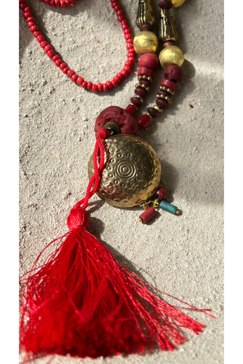 Leif Pirinç Cam Etnik Kolye