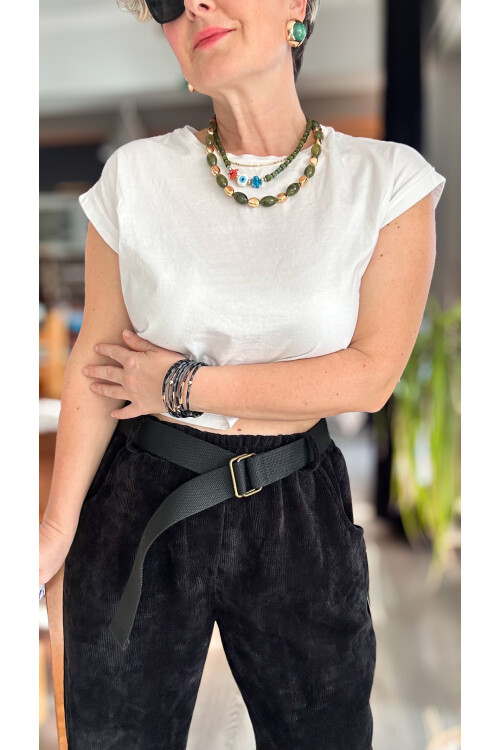 Luppo İtalyan Şönil Kemerli Havuç Pantolon Siyah