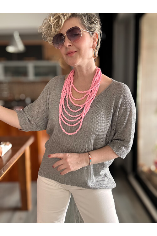 Miatta Tasarım Merserize Bluz Gri