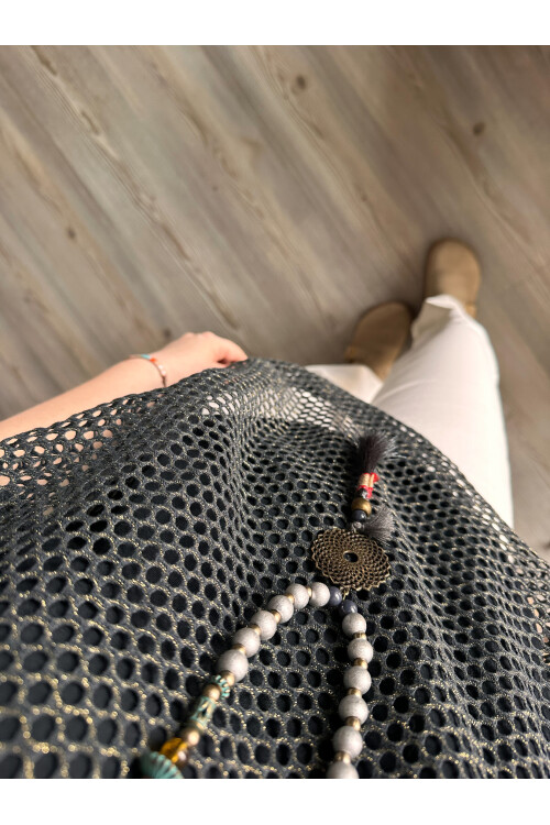 Motto İtalyan Fileli Atletli İkili Bluz Siyah