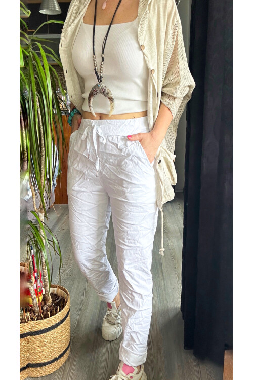 Nino İtalyan Sihirli Pantolon Beyaz