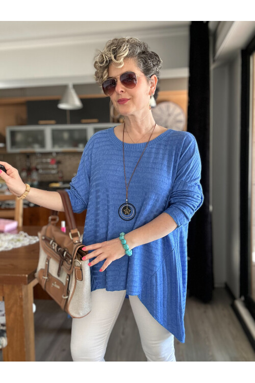 Pelle İtalyan Kolyeli Fitil Desen Bluz Sax