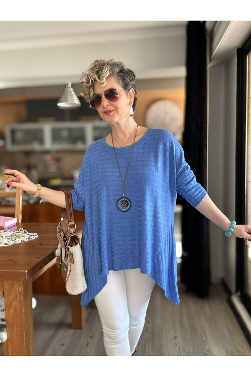 Pelle İtalyan Kolyeli Fitil Desen Bluz Sax