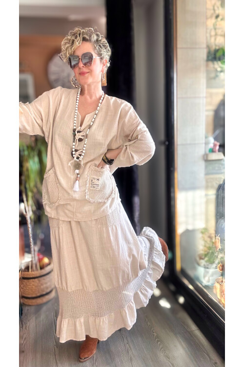 Pronto Vip Tasarım File Detay Etek Bluz Takım Taş