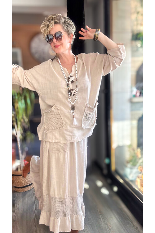 Pronto Vip Tasarım File Detay Etek Bluz Takım Taş