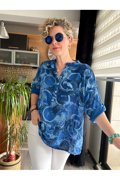 Rissi Baloncuk Desen İtalyan Gömlek Sax