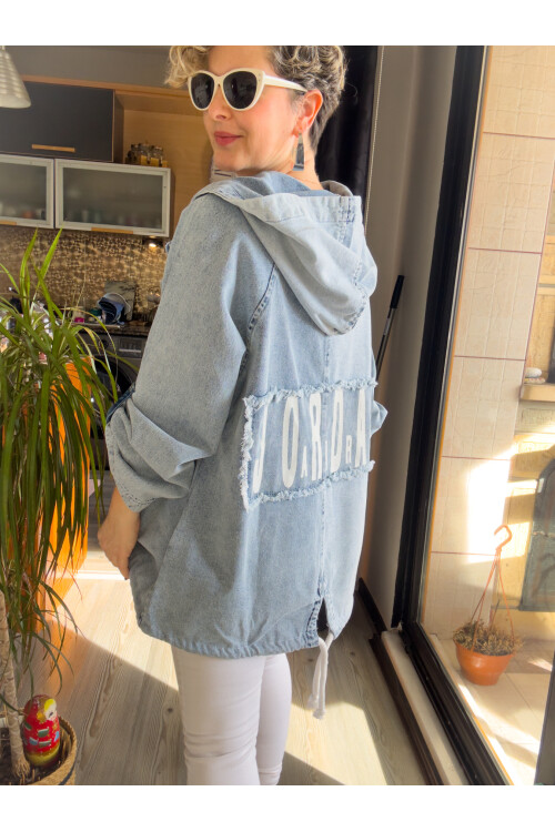 Rudi Tasarım Kapşonlu Kot Ceket Mavi