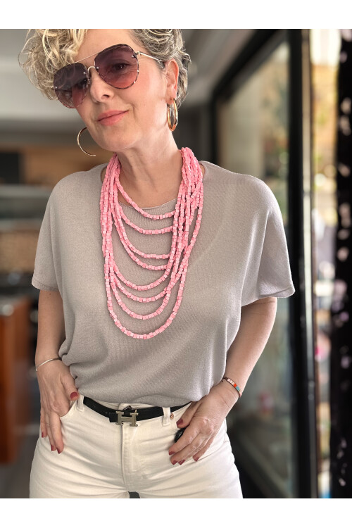 Salli Tasarım Viskon Bluz Gri