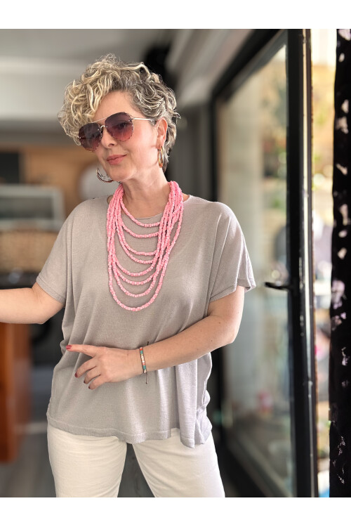 Salli Tasarım Viskon Bluz Gri