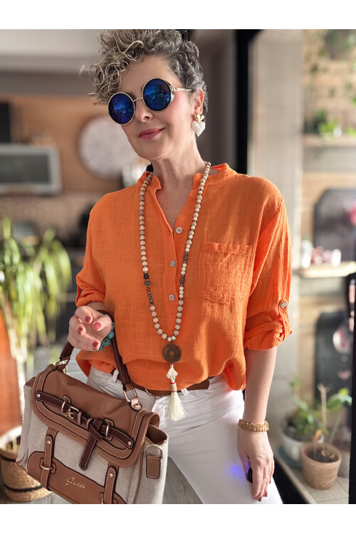 Testa İtalyan Tek Cep Gömlek Orange