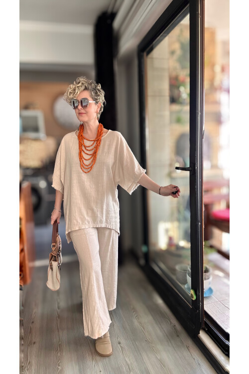 Tutto Tasarım Saçak Detay Salaş Takım Beige