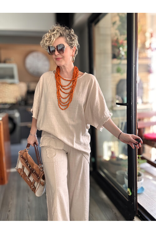 Tutto Tasarım Saçak Detay Salaş Takım Beige