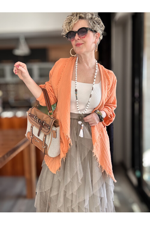 Urban Tasarım Volanlı Tül Etek Vizon