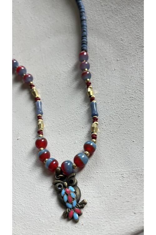 Vendu Doğal Taş Cam Etnik Kolye