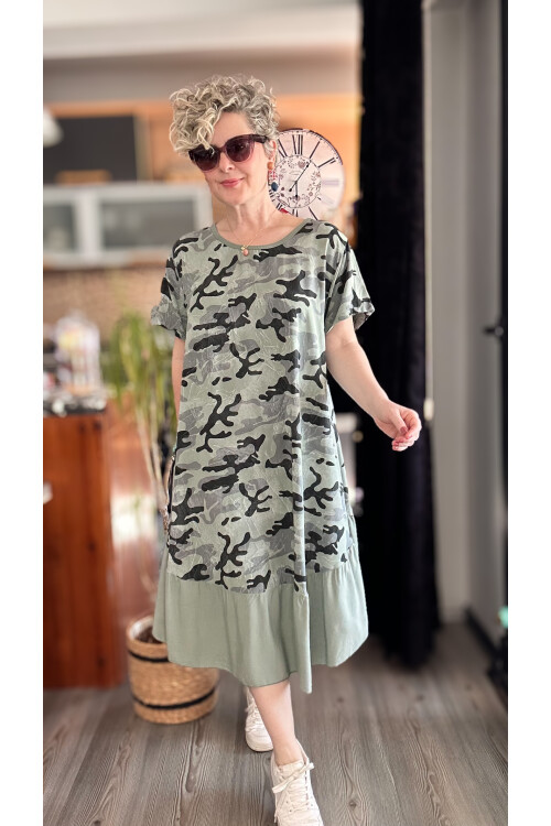 Vicci İtalyan Kamuflaj Desen Elbise Haki Yeşil