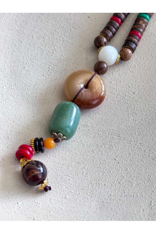 Kiness Doğal Taş Etnik Bambu Kolye