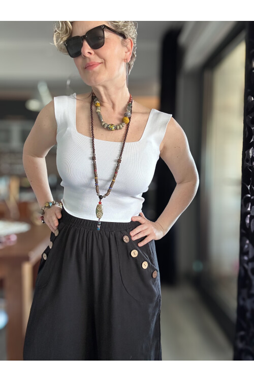 Zizzi Cep Düğme Detay Pantolon Siyah