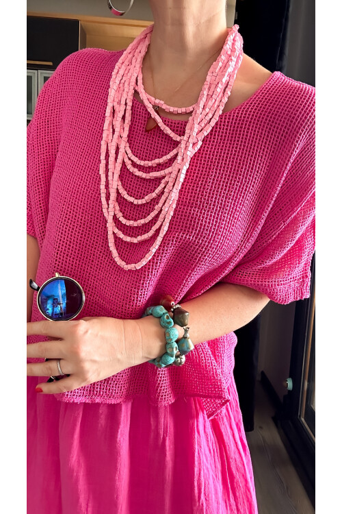 Abitare İtalyan Fisto File Detay Vip Elbise Fuşya